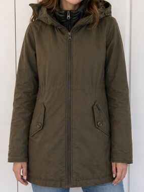 Woolrich 3-in-1 Insulated Waterproof Parka in Olive Green